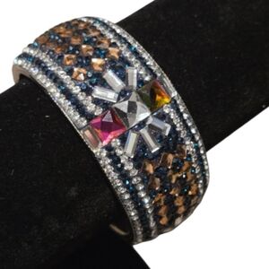 Ethnic Boho Crystal Metal Bangle Bracelet | Multicolor Statement Cuff